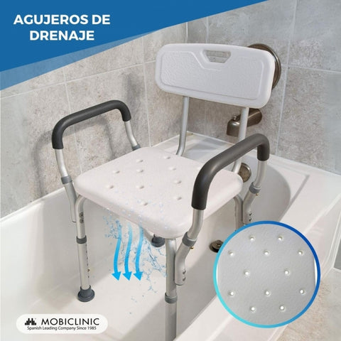 Silla de baño con respaldo y apoyabrazos | altura regulable