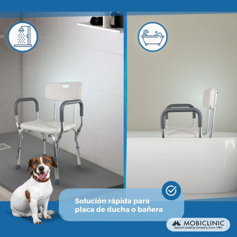 Silla de baño con respaldo y apoyabrazos | altura regulable